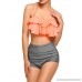 Avidlove Women's Two Piece Retro High Waisted Swimsuit Halter Vintage Bikini Set Orange Pink B07G2B6XSJ